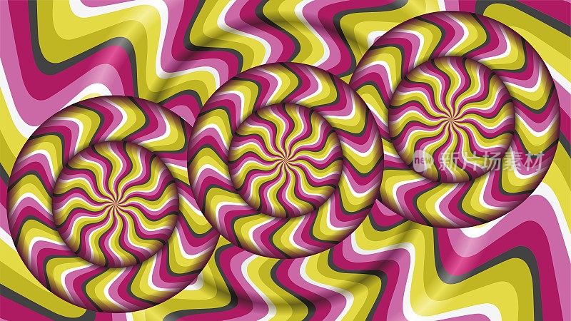 色彩斑斓的漩涡背景与催眠的感觉。矢量插图。