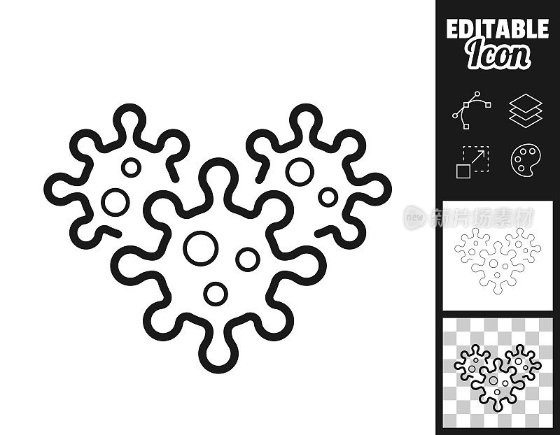冠状病毒细胞(COVID-19)。图标设计。轻松地编辑