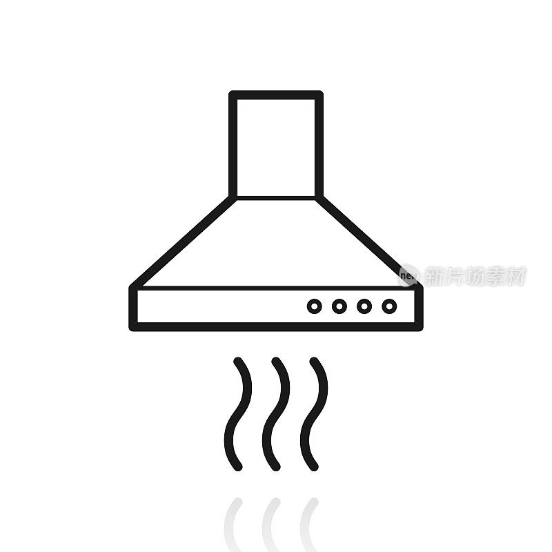 厨房罩。白色背景上反射的图标