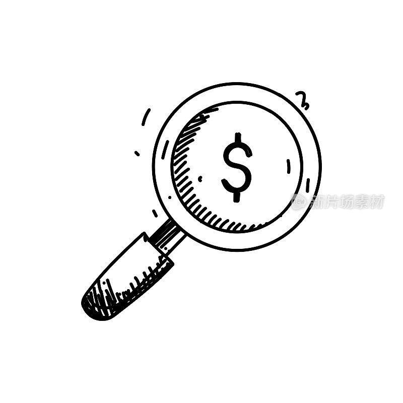 货币分析线图标，素描设计，像素完美，可编辑的笔画。