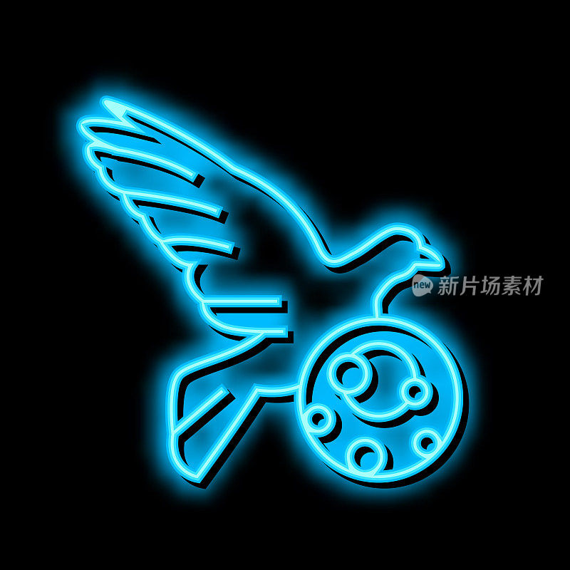 鹦鹉鸟霓虹灯发光图标插图