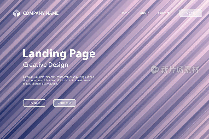 登陆页面模板-抽象设计与对角线-时髦的紫色梯度