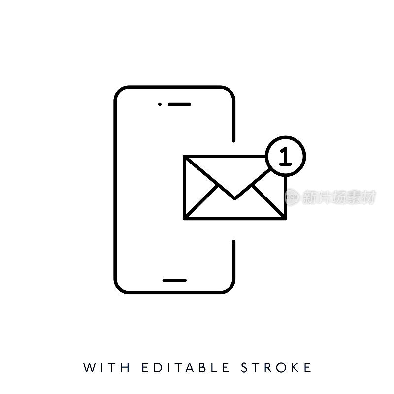 信封和手机线路图标可编辑笔画