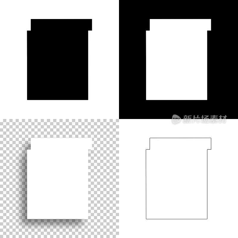 俄克拉荷马州Nowata县。设计地图。空白，白色和黑色背景