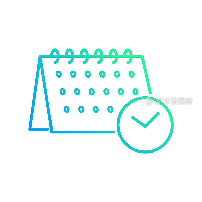 日历时间表渐变线图标。Icon适用于网页设计、移动应用、UI、UX和GUI设计。