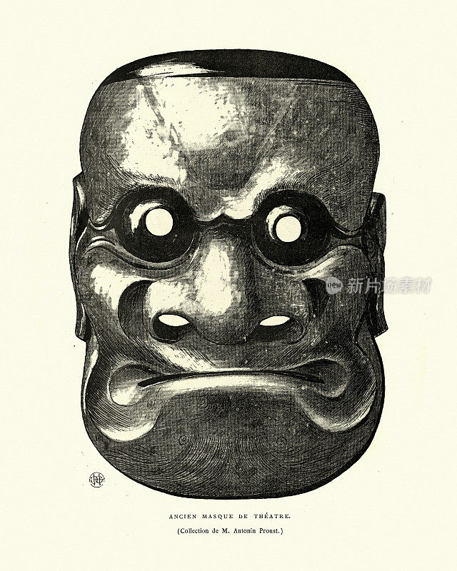 古代日本戏剧面具，丑陋愤怒不快乐的脸