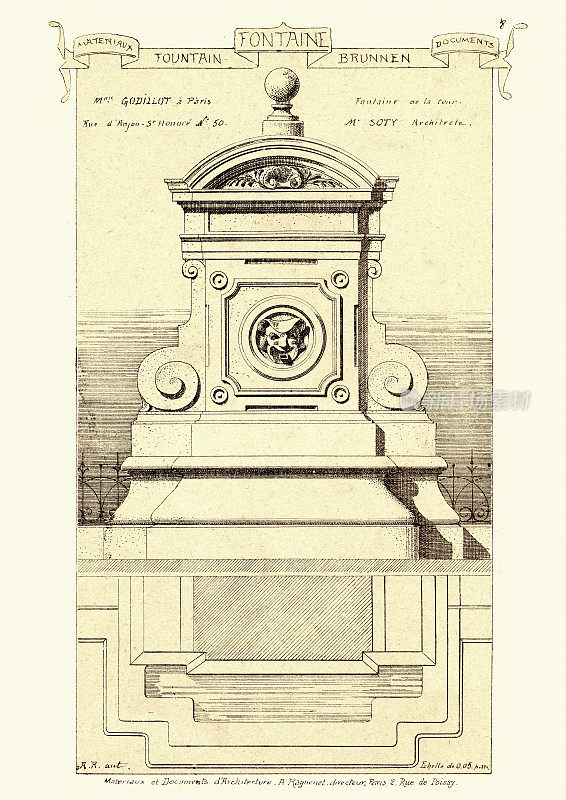 法国新古典主义建筑，喷泉设计，巴黎，19世纪