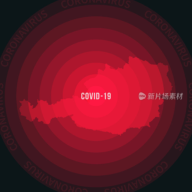 奥地利绘制2019冠状病毒病蔓延地图。冠状病毒爆发