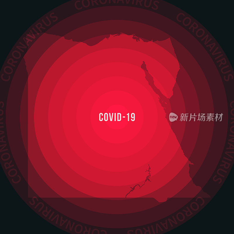 埃及与COVID-19传播的地图。冠状病毒爆发