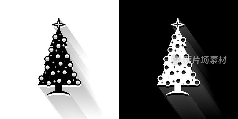 圣诞黑色和白色与长影子的图标