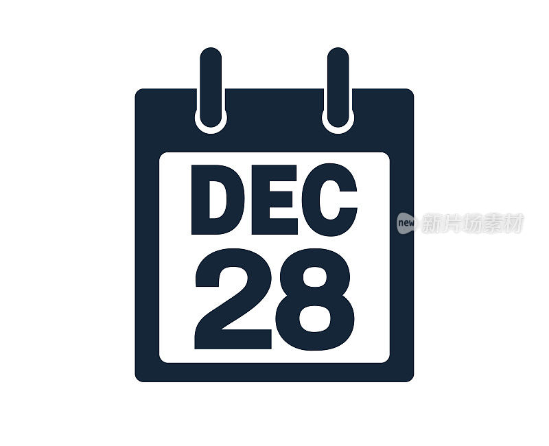 12月28日日历图标股票矢量插图