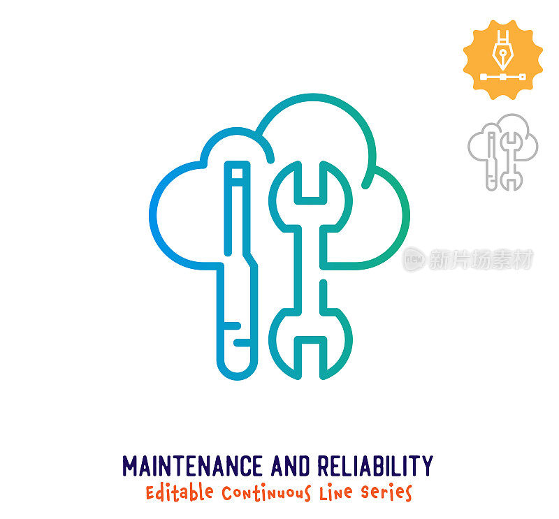 维护和可靠性连续线可编辑的笔触图标