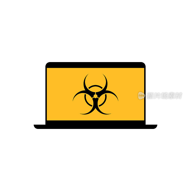 笔记本电脑屏幕上的生物危害标志