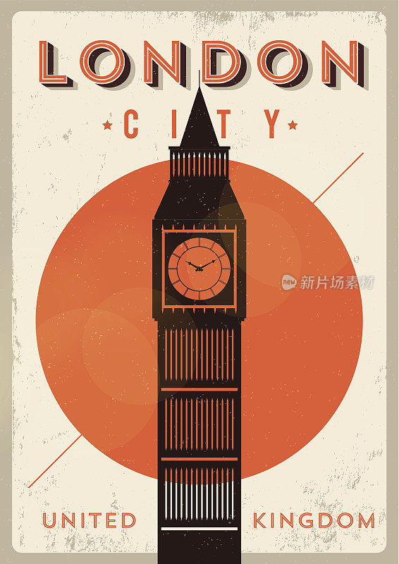 老式大本钟，伦敦城市海报