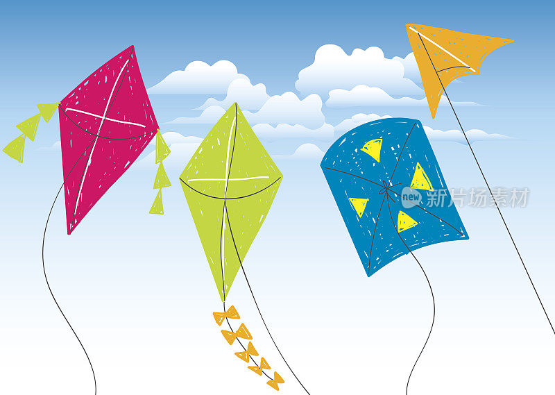 五彩缤纷的风筝涂鸦