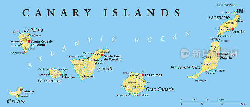 加那利群岛政治地图