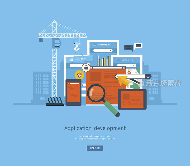 电子商务、网站、移动应用程序的应用程序开发概念