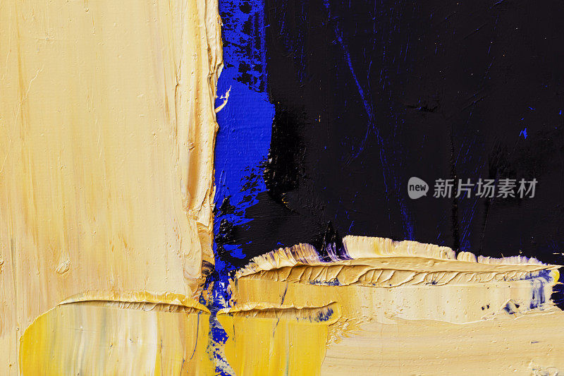 抽象画蓝、黑、黄的艺术背景。