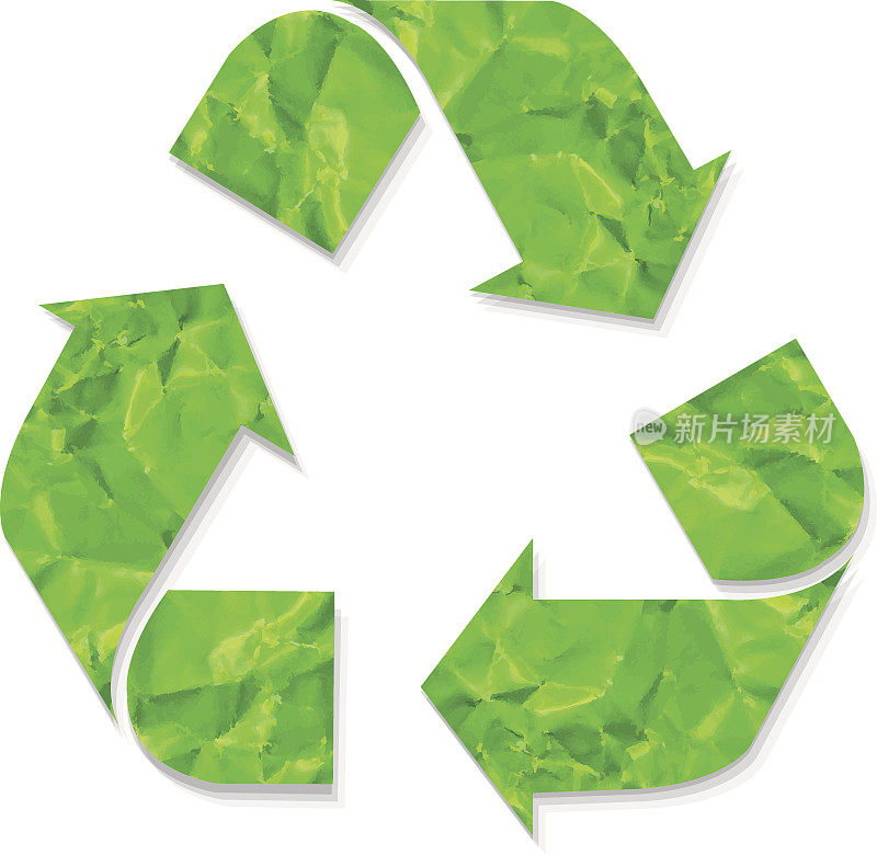 绿色碎纸再循环标志