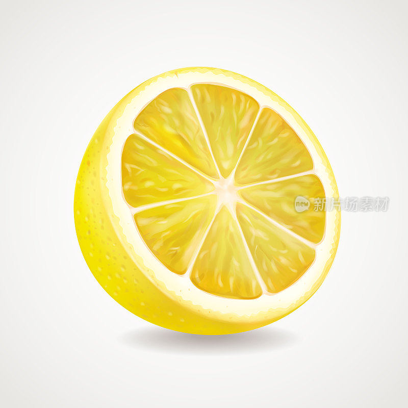 柠檬水果写实插图。