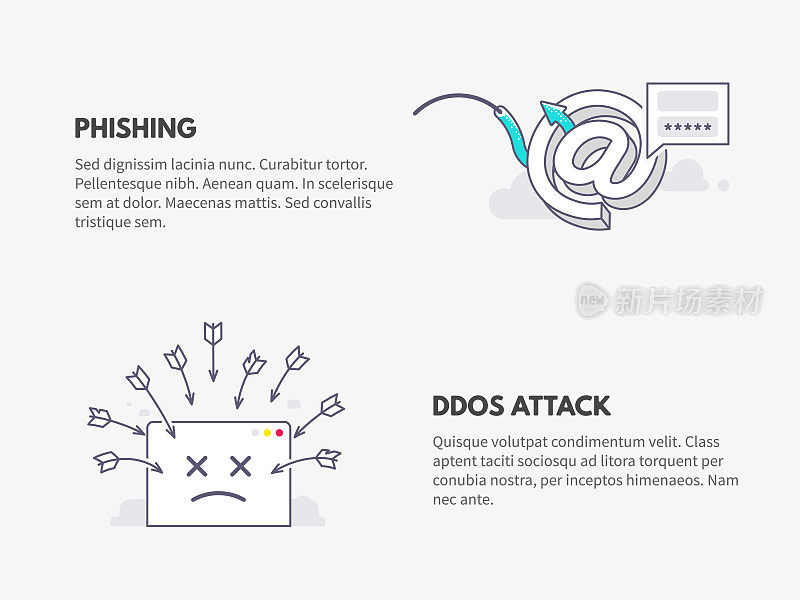 网络钓鱼和DDOS攻击。网络安全的概念。