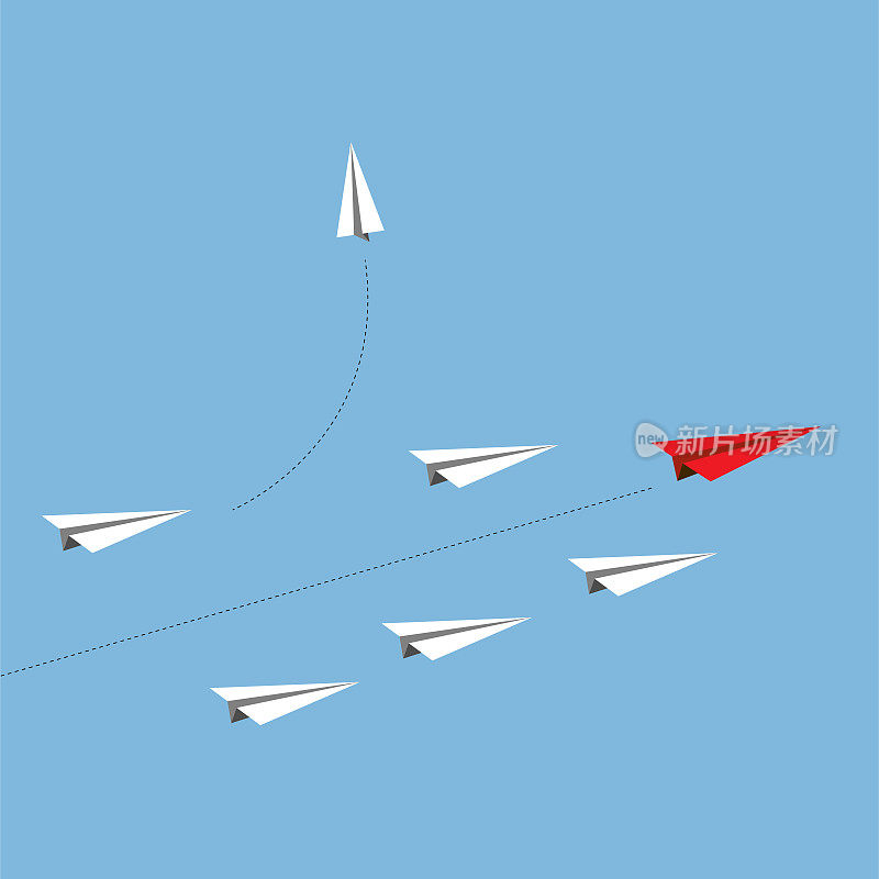 纸矢量红飞机作为白飞机中的领导者，具有领导能力，团队合作的理念。