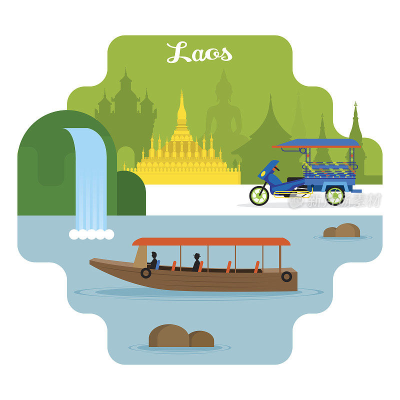 老挝旅游和景点地标
