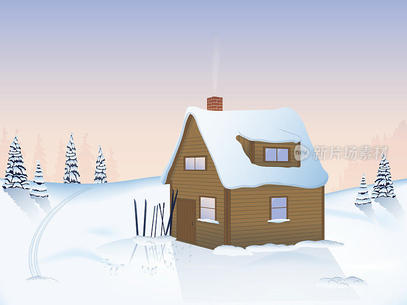 冬天山上的房子