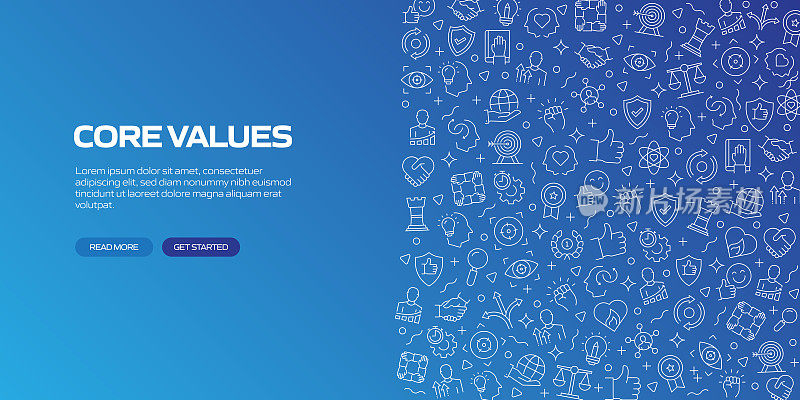核心价值观相关的横幅设计与无缝模式