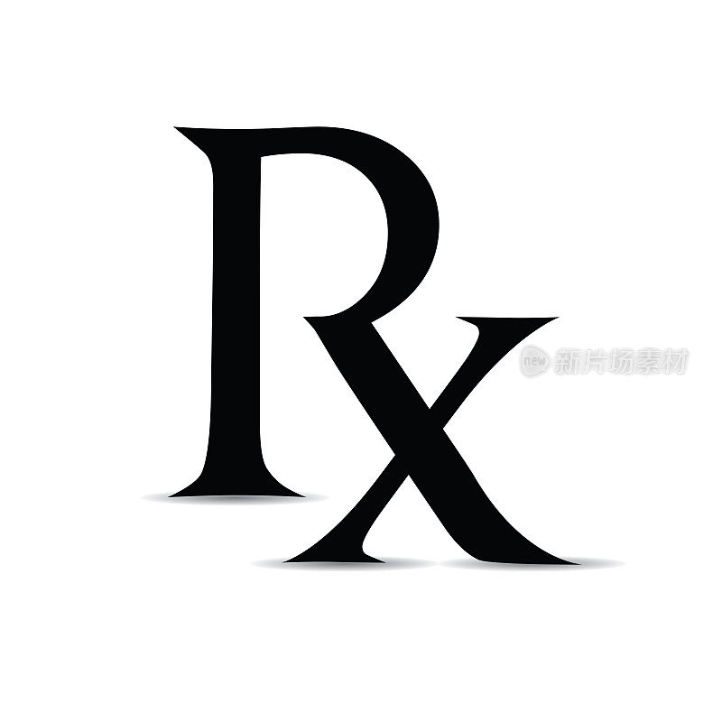 黑色Rx现代类型象征医生和医生所需的药物和处方药物