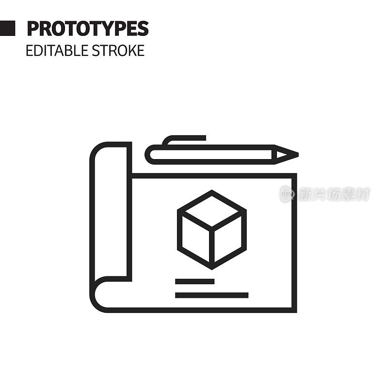 原型线图标，轮廓向量符号插图。