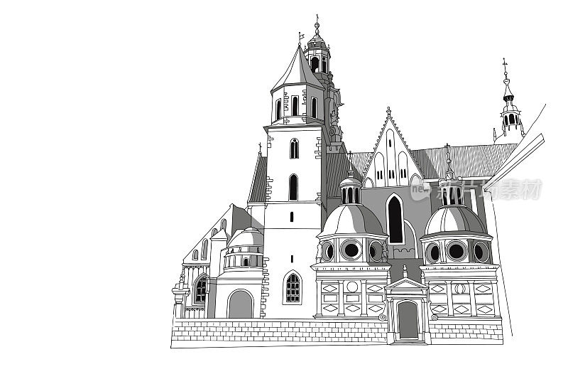 瓦维尔山上的圣斯坦尼斯劳斯和温塞斯劳斯的皇家大教堂。克拉科夫,波兰。
