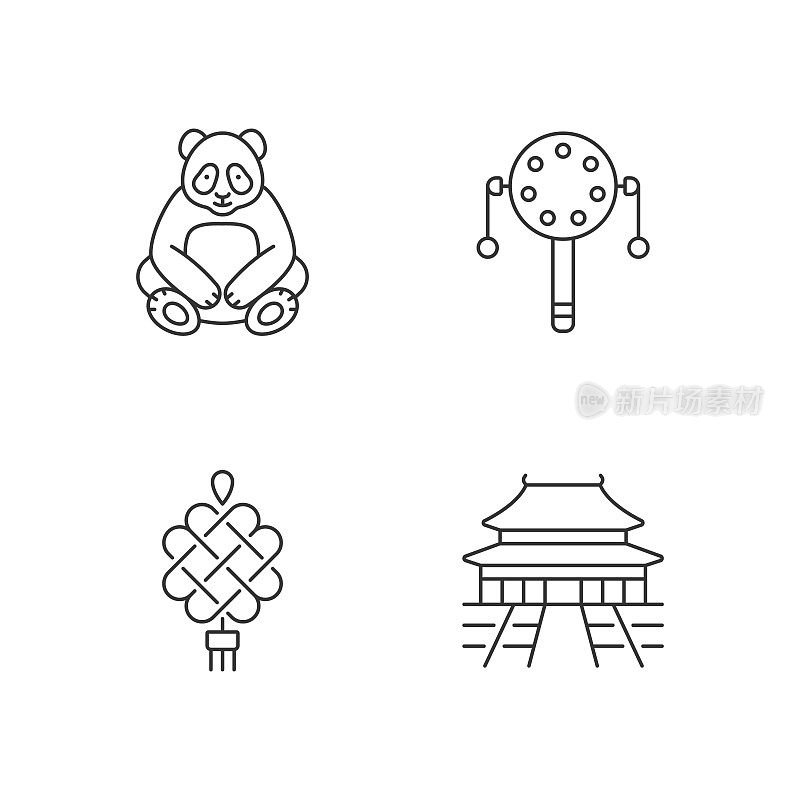 中国文化线性图标集