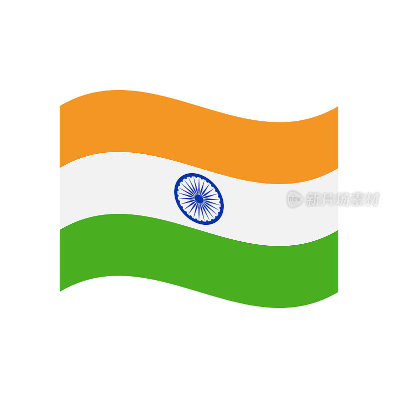 印度-旗帜图标矢量插图-波