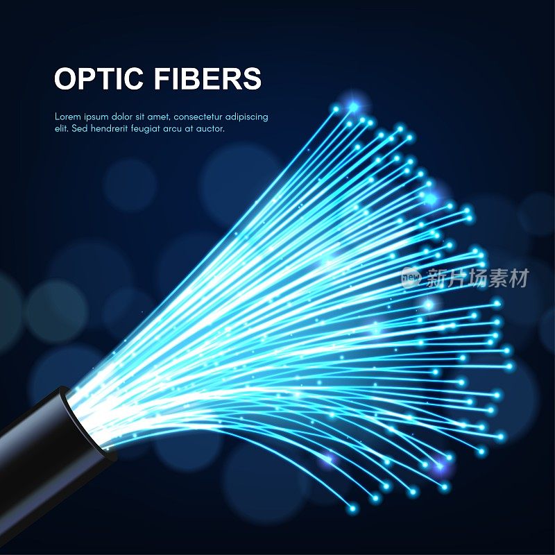 发光的光纤电缆或电线，光纤光学