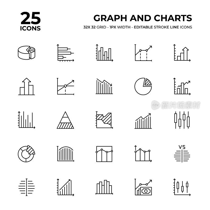 图形和图表线图标集