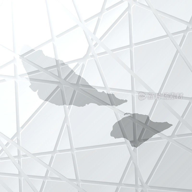 富图纳岛地图与网状网络在白色背景