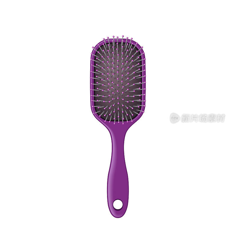 紫色发刷，用于日常护发和梳理。美发师工具塑料梳子图标