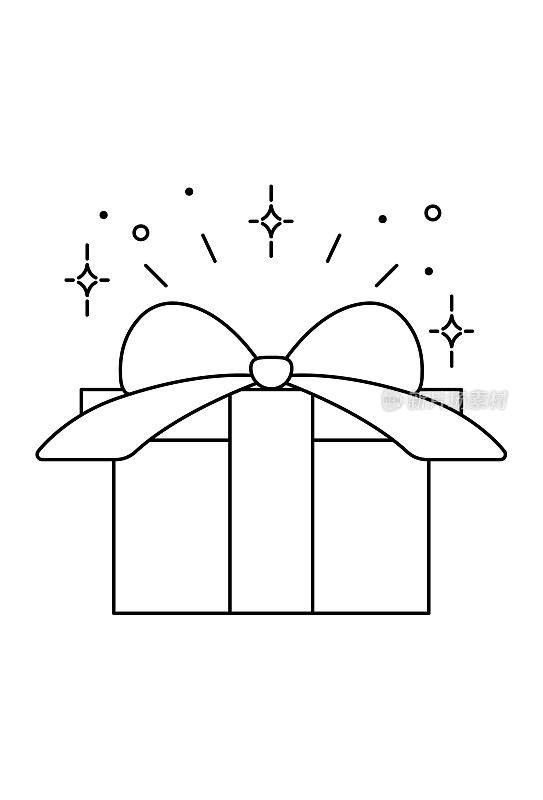 礼品盒图标矢量插图单色。