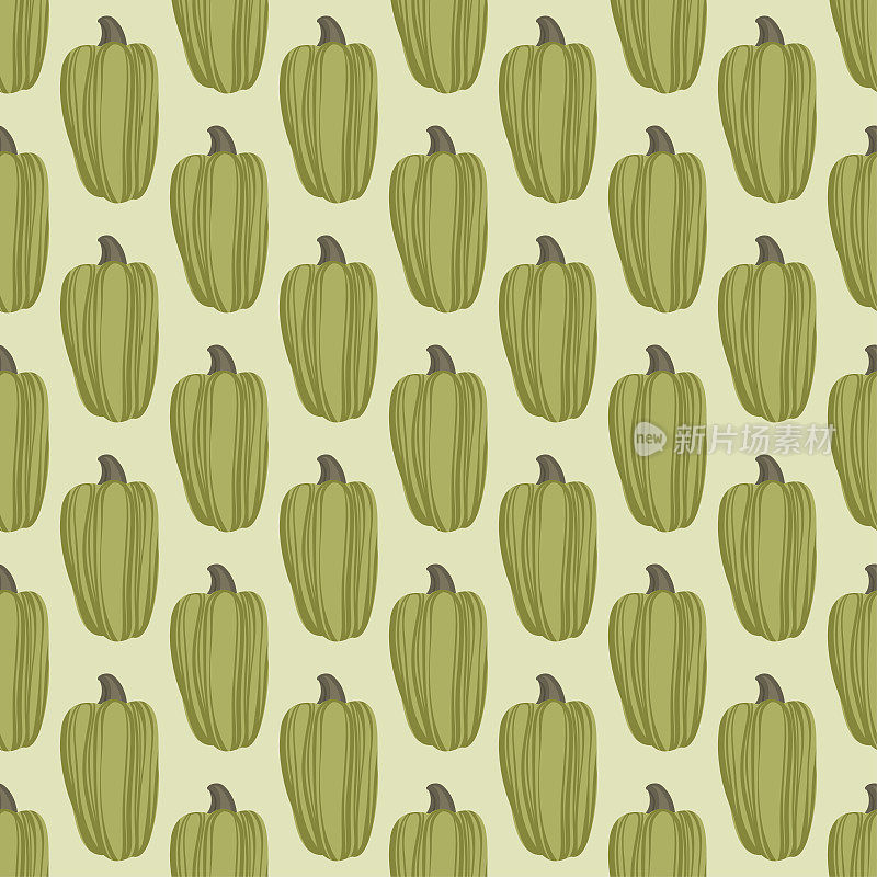 矢量无缝绿色西葫芦图案。南瓜形状的模式。矢量动画。
