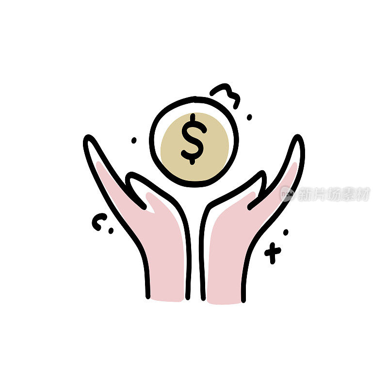 金钱保护手绘线图标