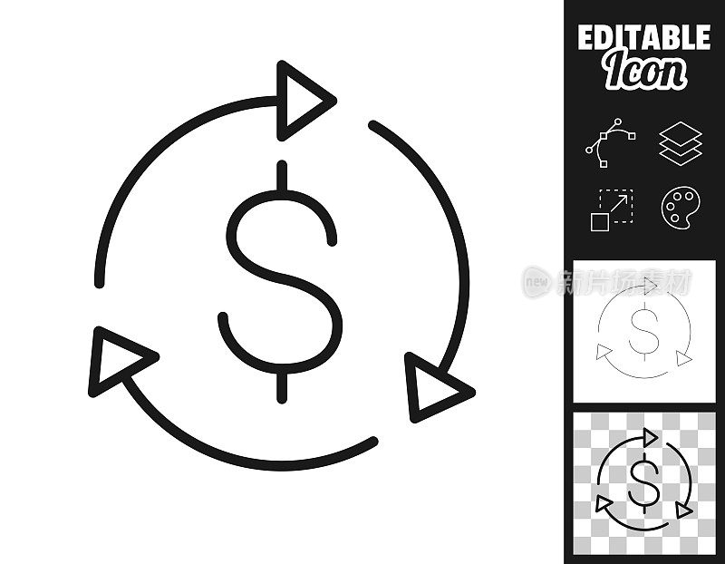 美元重新加载。图标设计。轻松地编辑