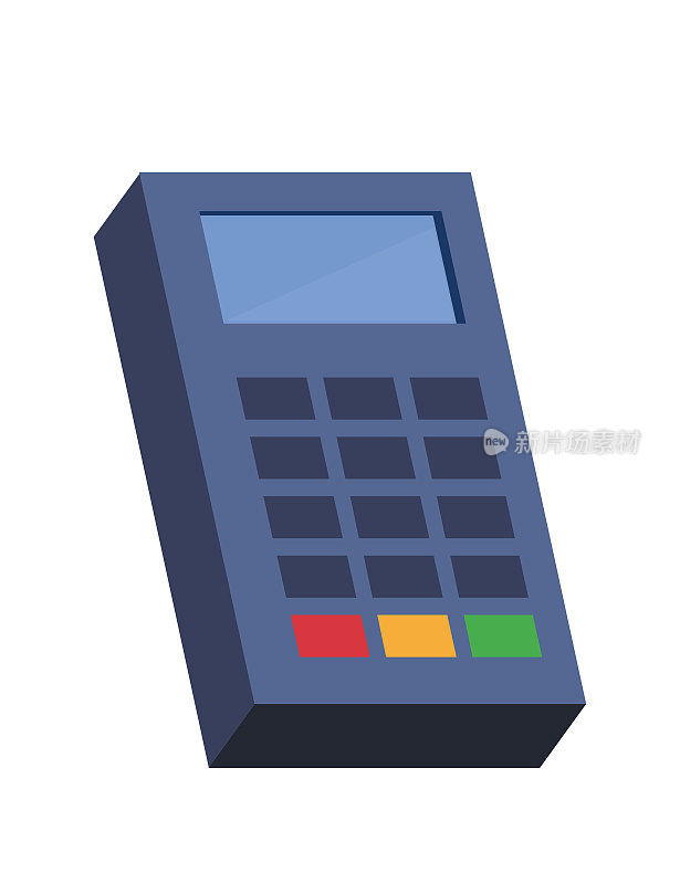 刷卡支付机。信用卡无线POS终端。销售点。简单的图标，矢量插图。