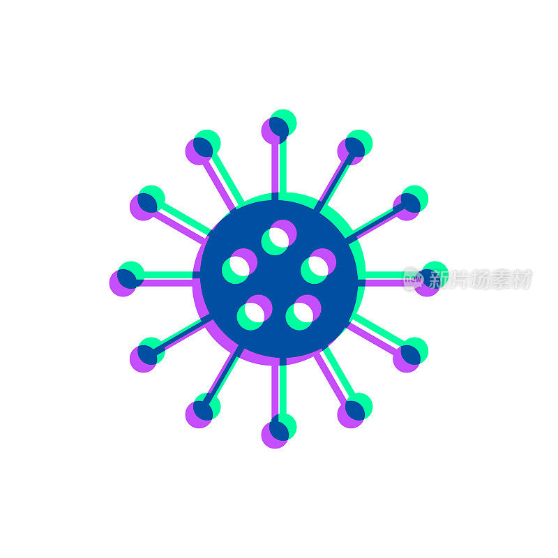 病毒的细胞。图标与两种颜色叠加在白色背景上