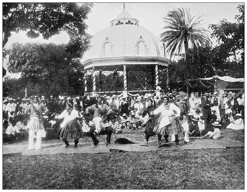 夏威夷，古董照片:草裙舞，皇家生日，檀香山