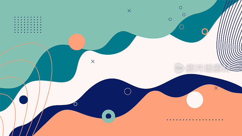 现代液体粉彩抽象背景与几何元素设计