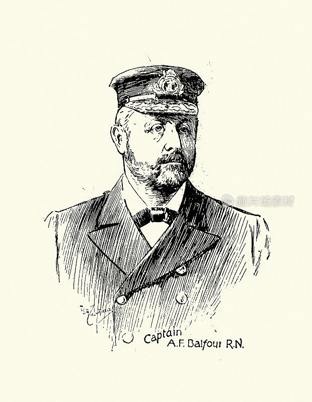 安德鲁・弗朗西斯・巴尔弗，皇家海军，19世纪90年代维多利亚女王时期的“企鹅号”舰长
