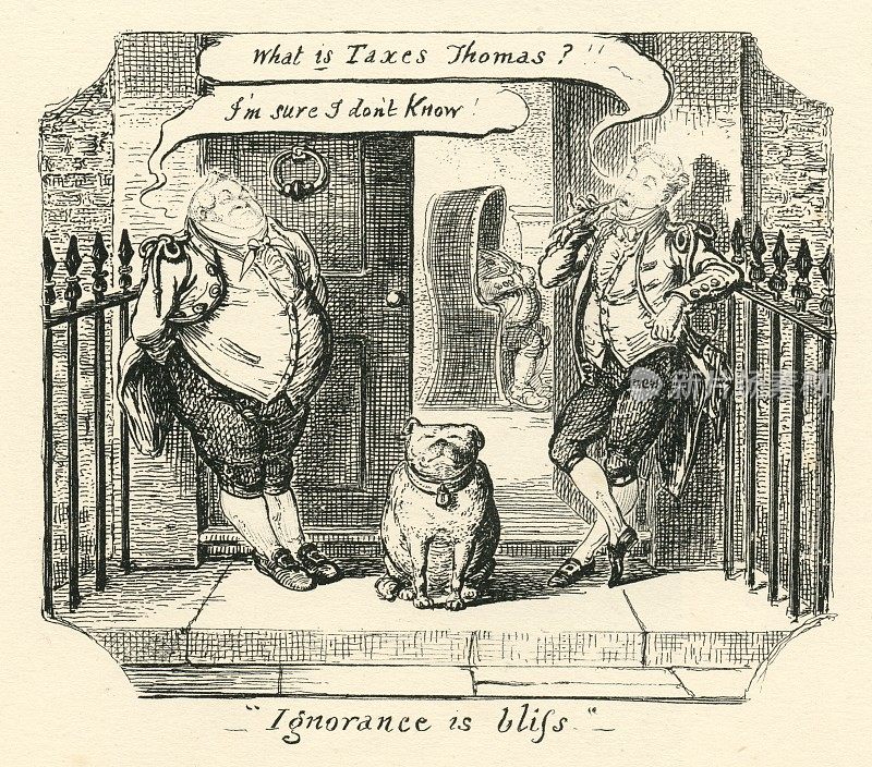税收幽默无知是福克鲁克山19世纪的卡通
