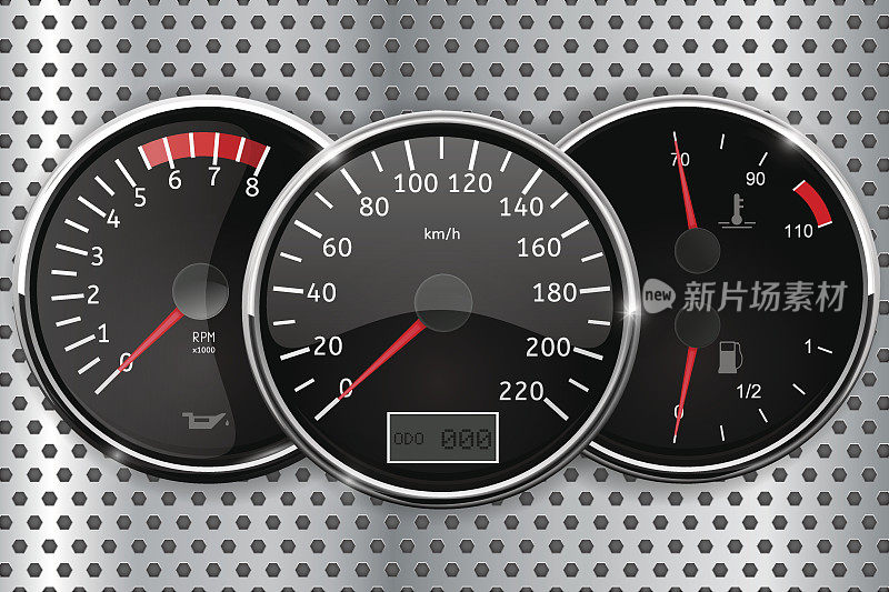 仪表盘-速度表，转速表，温度和燃料表