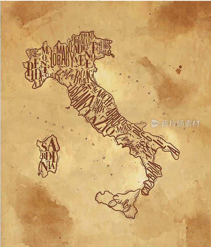 地图意大利古董工艺品